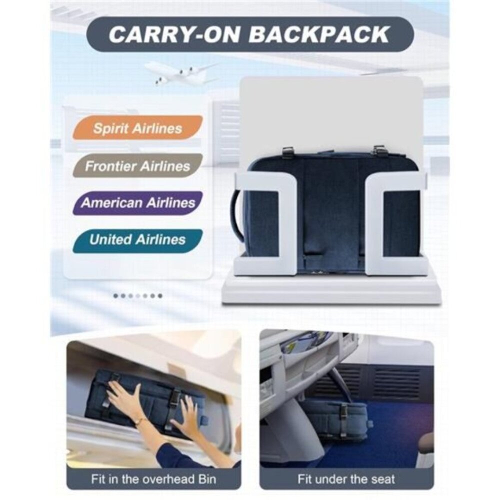 Navy Women's Backpack with Multi-Compartment Design - Picture 6 of 7